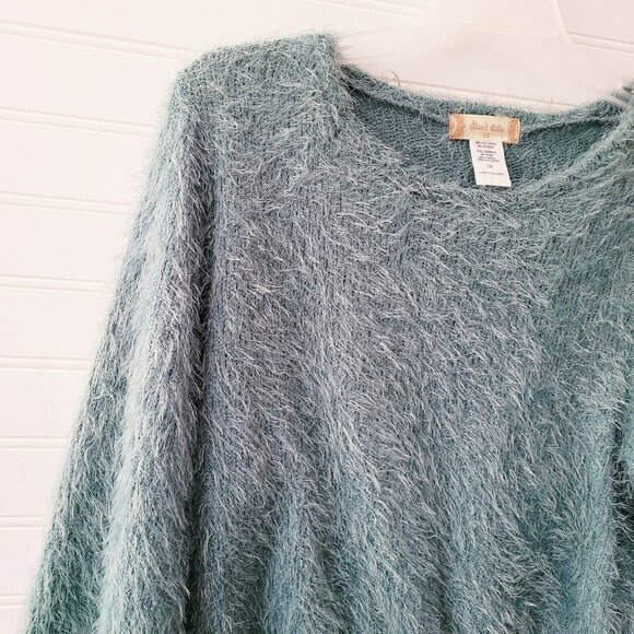 Altar'd State Sweater Womens XS Green Fluffy Eyelash Cropped Y2K Fuzzy Soft - Picture 3 of 8